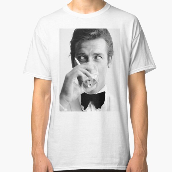 Roger Moore with Martini Retro Vintage Poster Classic T-Shirt
