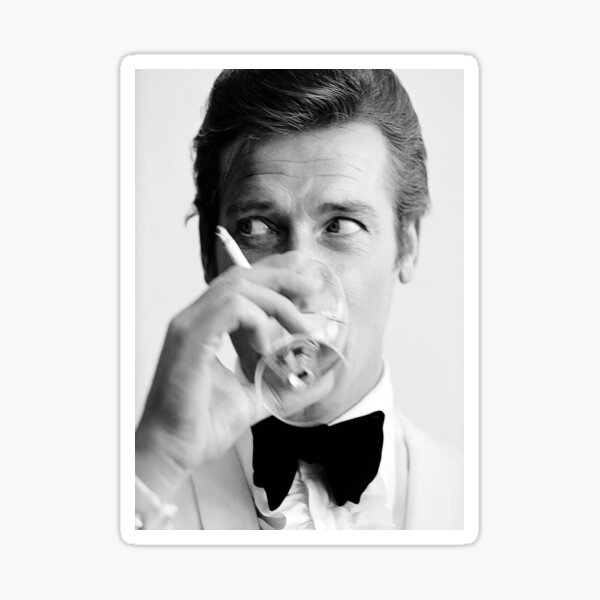 Roger Moore con Martini Retro Vintage Poster Pegatina