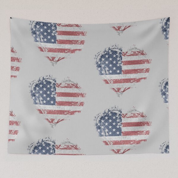 Item preview, US Flag American Stars Stripes Heart Shaped designed and sold by BalloonPrints.