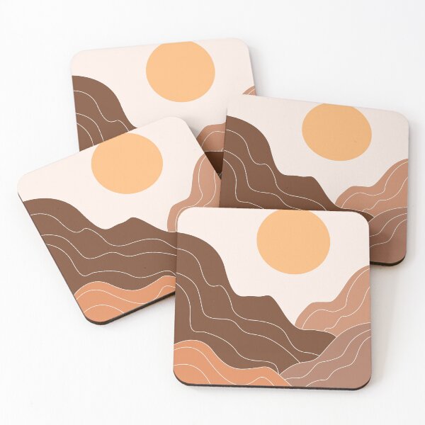Item preview, Abstract Mountains 02 - Modern, Minimal, Contemporary Abstract - Terracotta Brown - Landscape designed and sold by Studio Grafiikka.