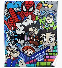 Comic book mural outside Birmingham Central Library Poster