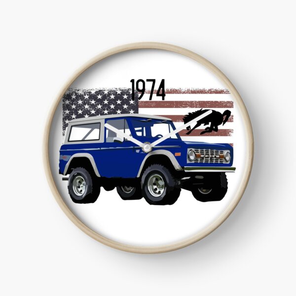 "1974 Blue Ford Bronco" Clock by FromThe8Tees Redbubble