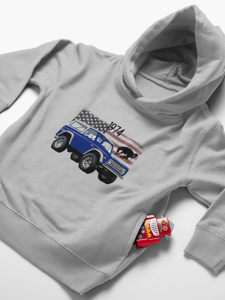 Thumbnail 4 of 5, Toddler Pullover Hoodie, 1974 Blue Ford Bronco designed and sold by FromThe8Tees.