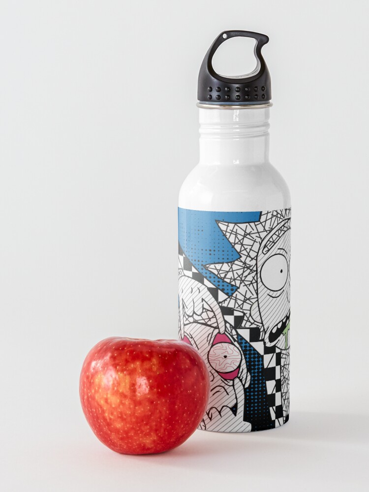 Alternate view of Open Your Eyes - Pretty Cool Retro Abstract Doodle Stripes Chess of Rick and Morty™ Water Bottle