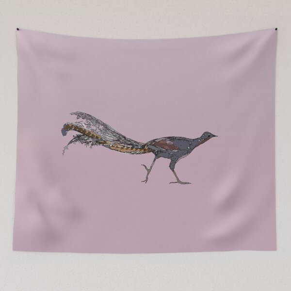 Item preview, Superb Lyrebird (Menura novaehollandiae) on rose pink designed and sold by ChrissyWild.