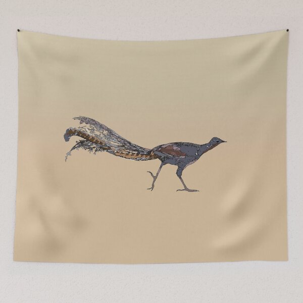 Item preview, Superb Lyrebird (Menura novaehollandiae) on yellow designed and sold by ChrissyWild.