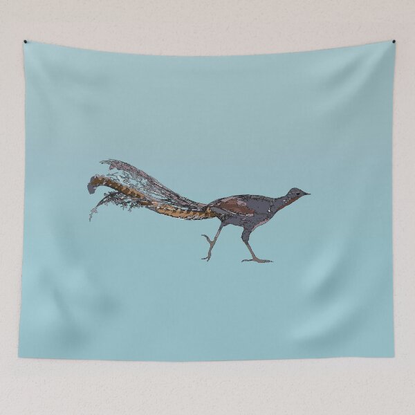 Item preview, Superb Lyrebird (Menura novaehollandiae) on aqua designed and sold by ChrissyWild.