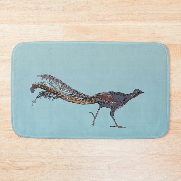 Item preview, Superb Lyrebird (Menura novaehollandiae) on aqua designed and sold by ChrissyWild.