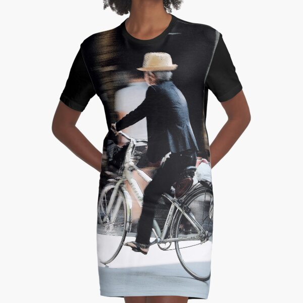 Old man on bicycle photograph Hanoi Vietnam Graphic T-Shirt Dress