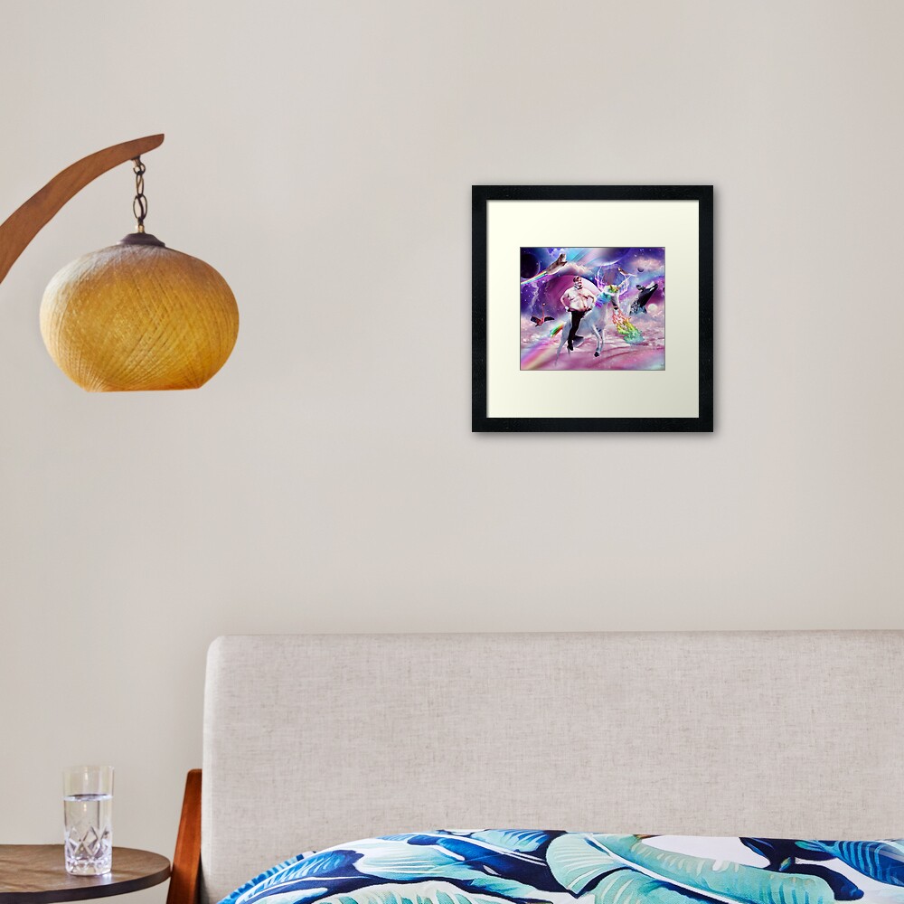 Chris Farley Riding Unicorn Framed Art Print
