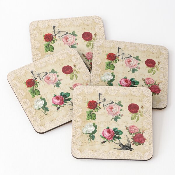 Item preview, Vintage Roses, Lace on Old Sheet Music with a Butterfly and Bird designed and sold by RosalieReeves.