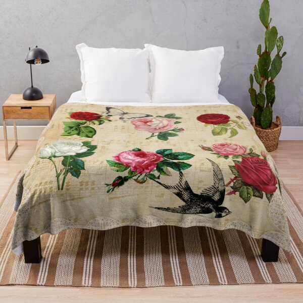 Item preview, Vintage Roses, Lace on Old Sheet Music with a Butterfly and Bird designed and sold by RosalieReeves.
