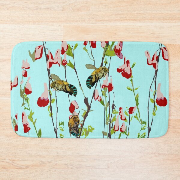 Item preview, The Blue Banded Bee (Amegilla cingulata) on blue designed and sold by ChrissyWild.
