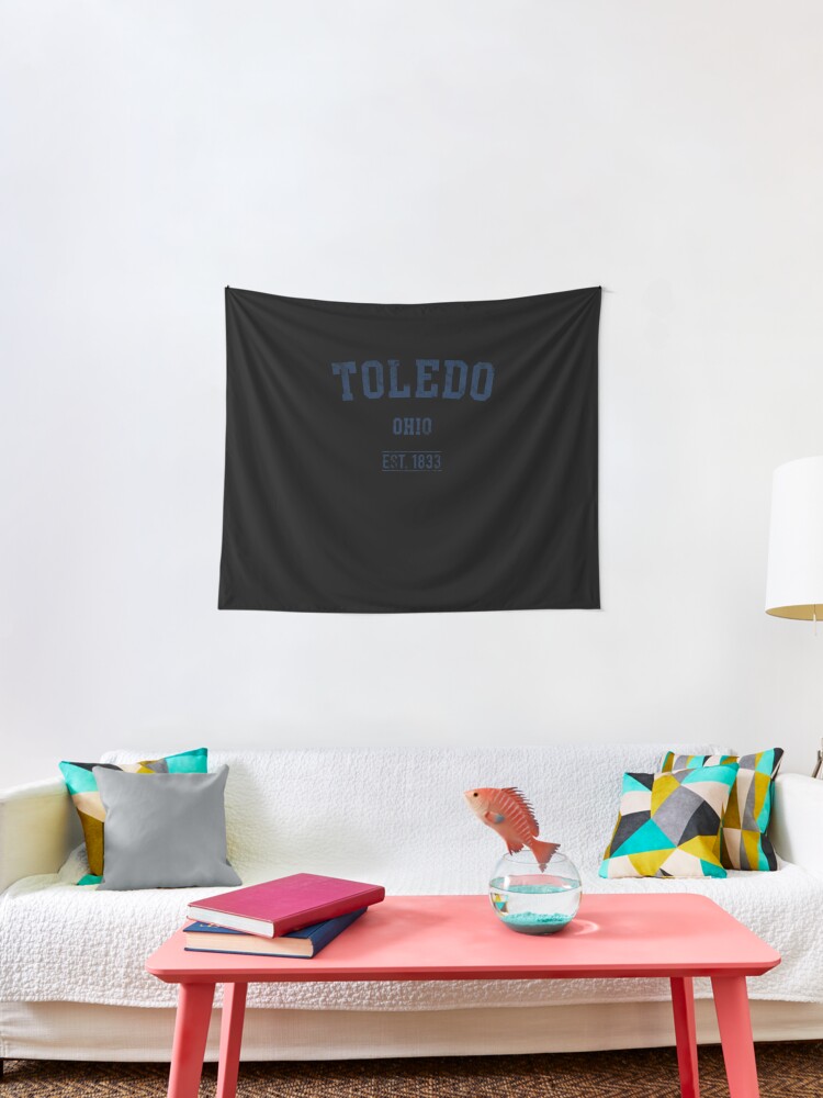 Toledo Ohio Distressed Text Sport Style Tapestry By Marant