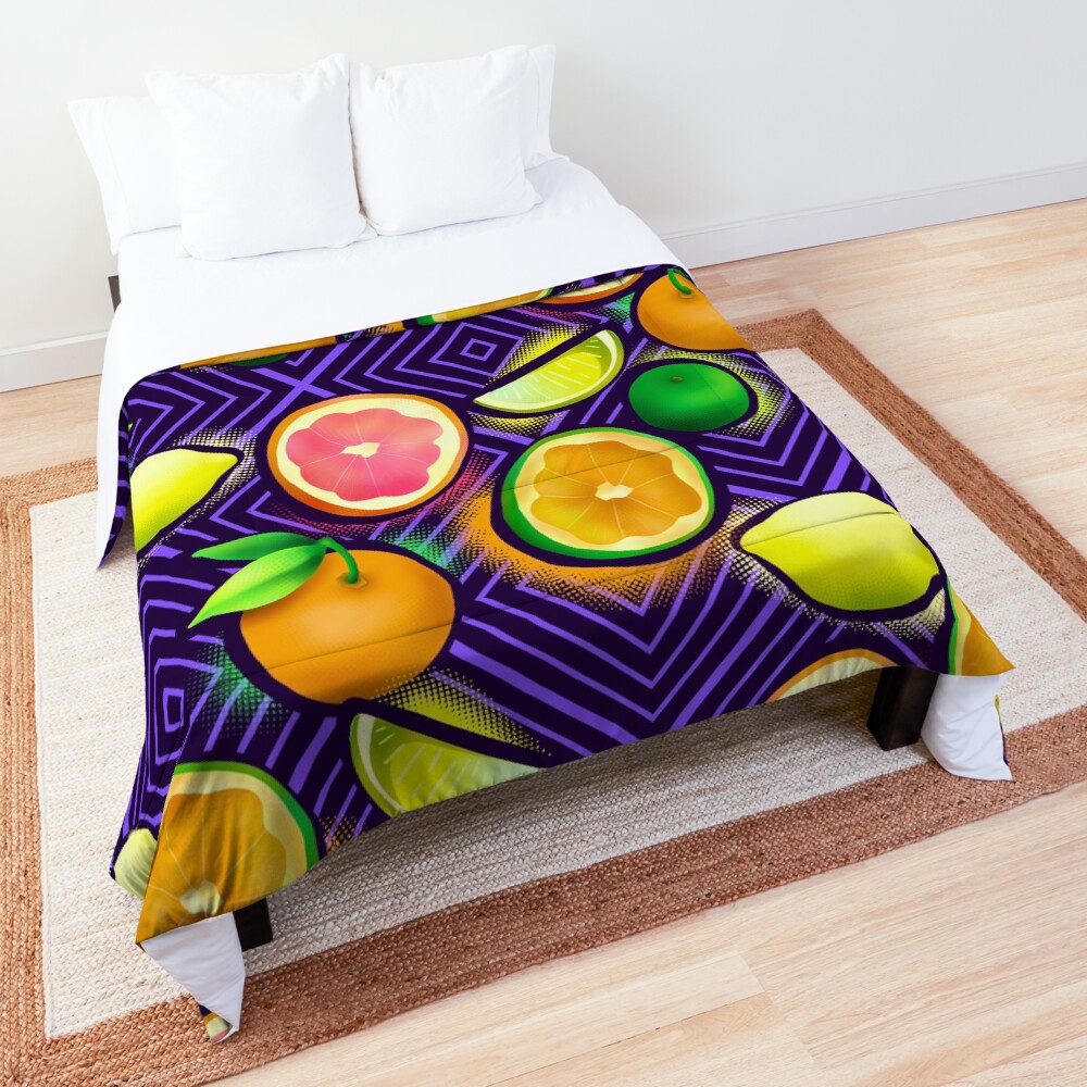 Lemonade geo violet Comforter