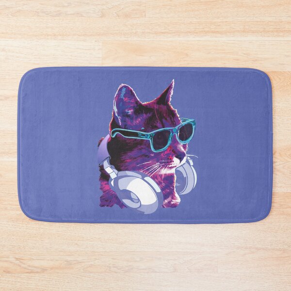 Item preview, Cat Dj Rainbow kitten wearing Headphones funny techno music lover gift designed and sold by alenaz.