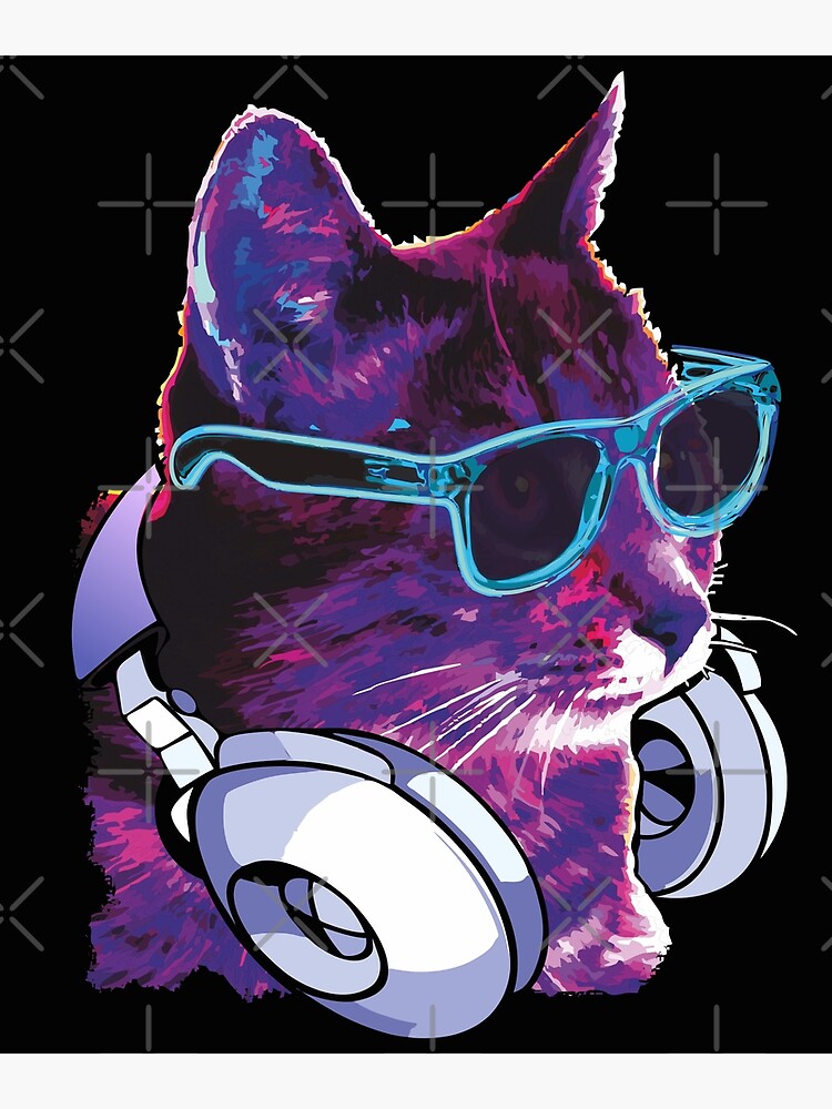 Cat Dj Rainbow Kitten Wearing Headphones Funny Techno Music Lover Gift Postcard By Alenaz Redbubble