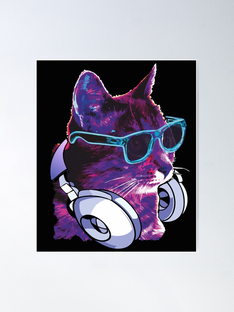 Regalo de gafas Techno House Funny DJ Cat' Pegatina