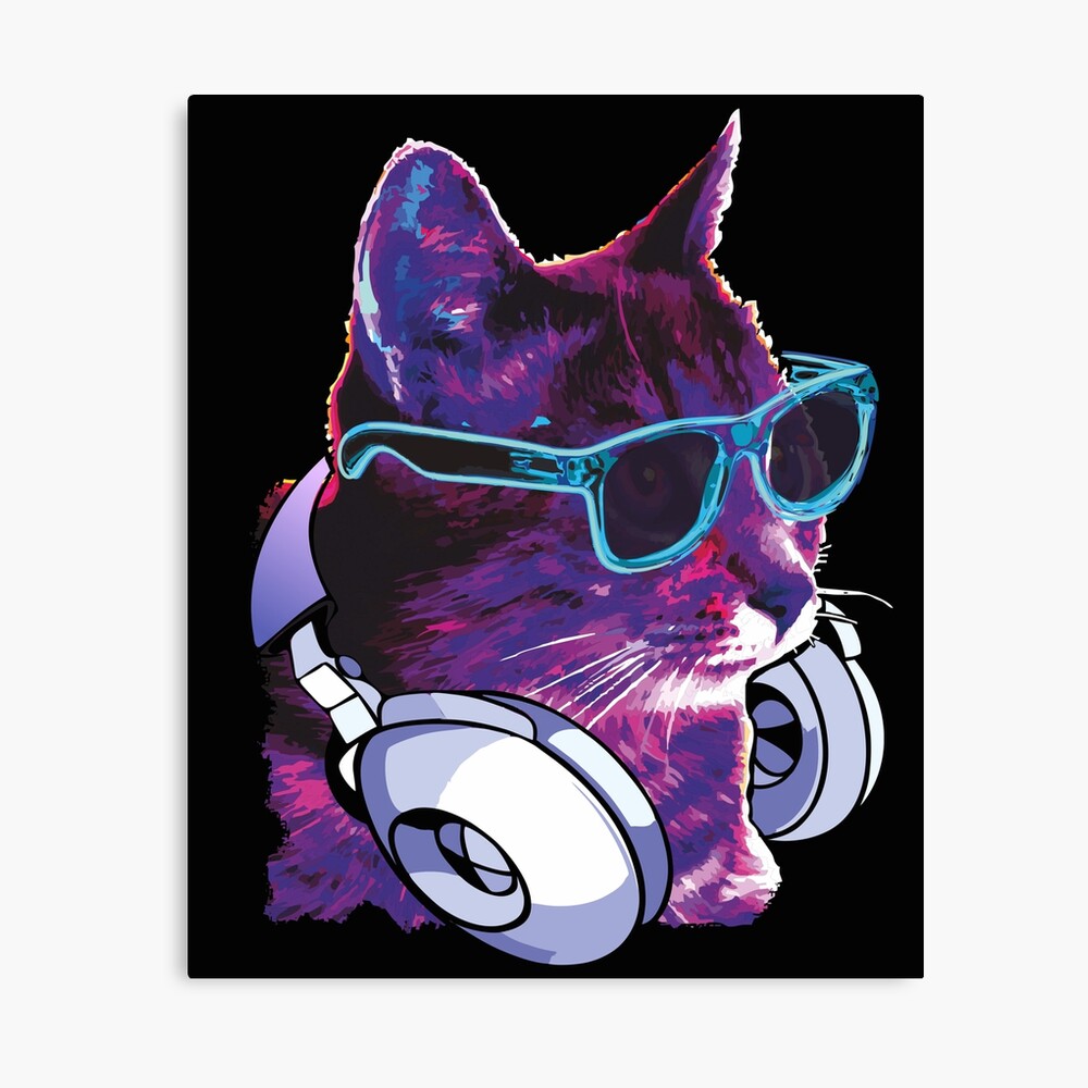 Cat DJ Wall Art Printable Music Lover Cat Thinking Dj Kitten 