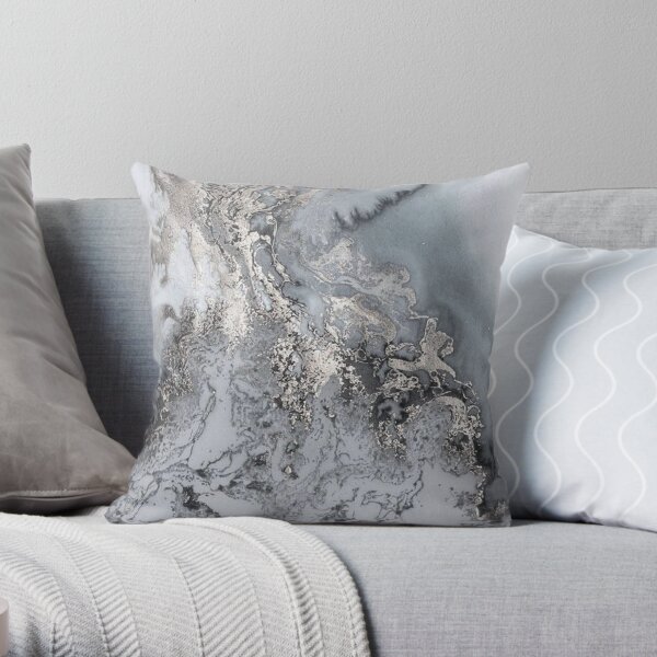 Gray marble Throw Pillow