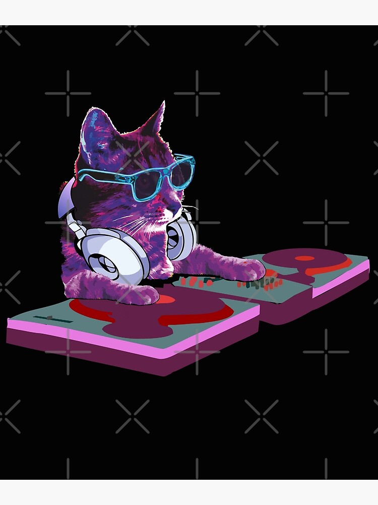 Galaxy Space Pizza Cat DJ Decks Pussy Cat Kitten Cute Funny 