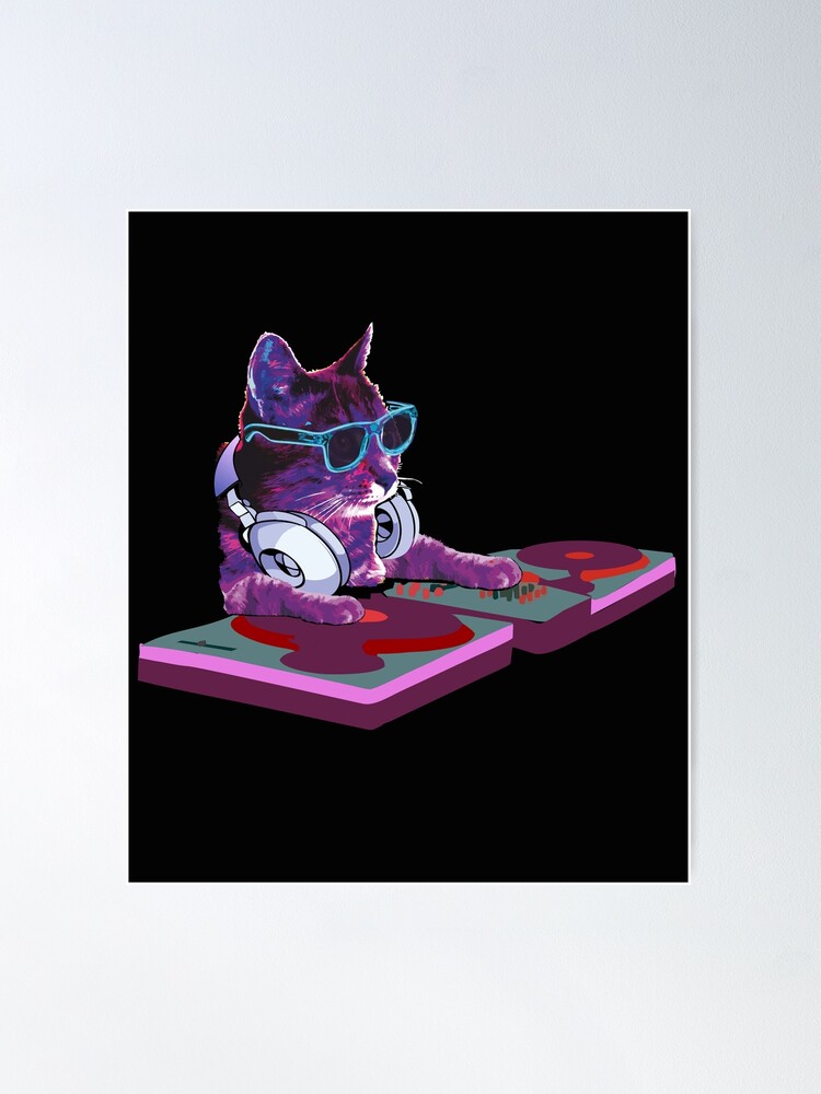 Galaxy Space Pizza Cat DJ Decks Pussy Cat Kitten Cute Funny 