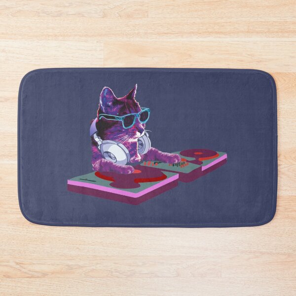 Item preview, Dj Cat with remote playing techno mix cute rainbow kitten in headphones and sunglasses funny music lover gift designed and sold by alenaz.
