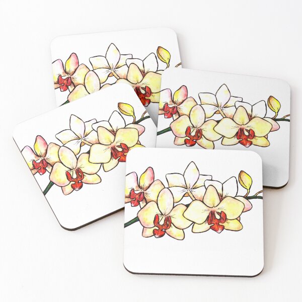 Item preview, watercolor illustration orchid yellow blossoms orchids exotic zen designed and sold by Jonah Augustin Gray.