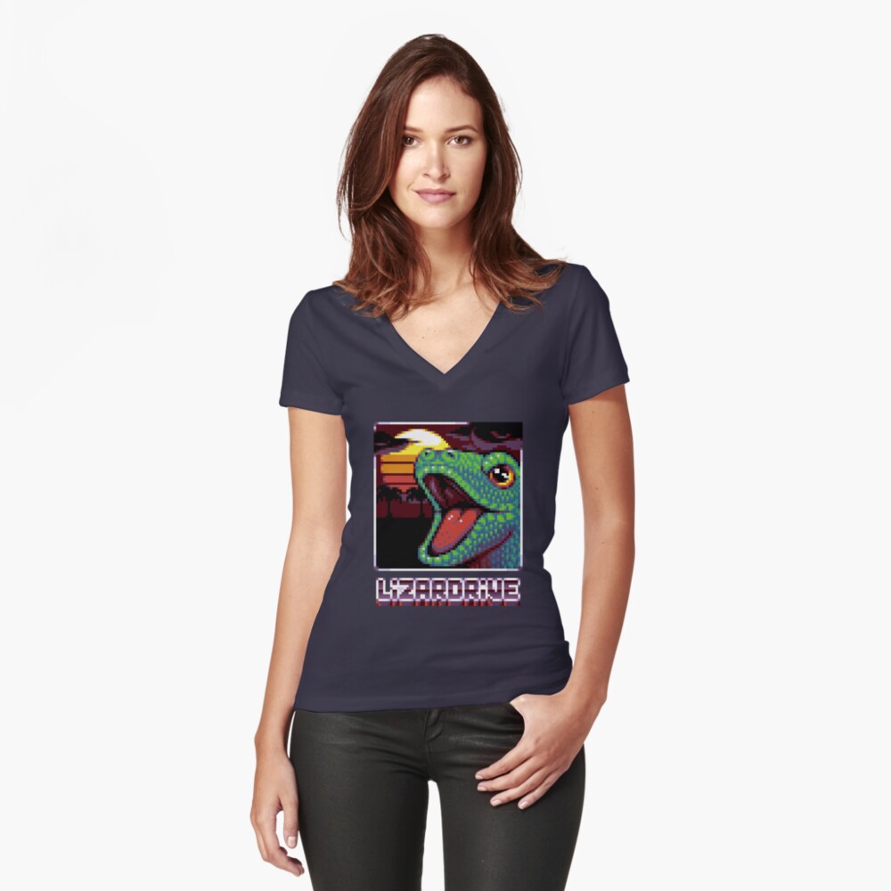 T-shirt moulant col V « LIZARDRIVE»