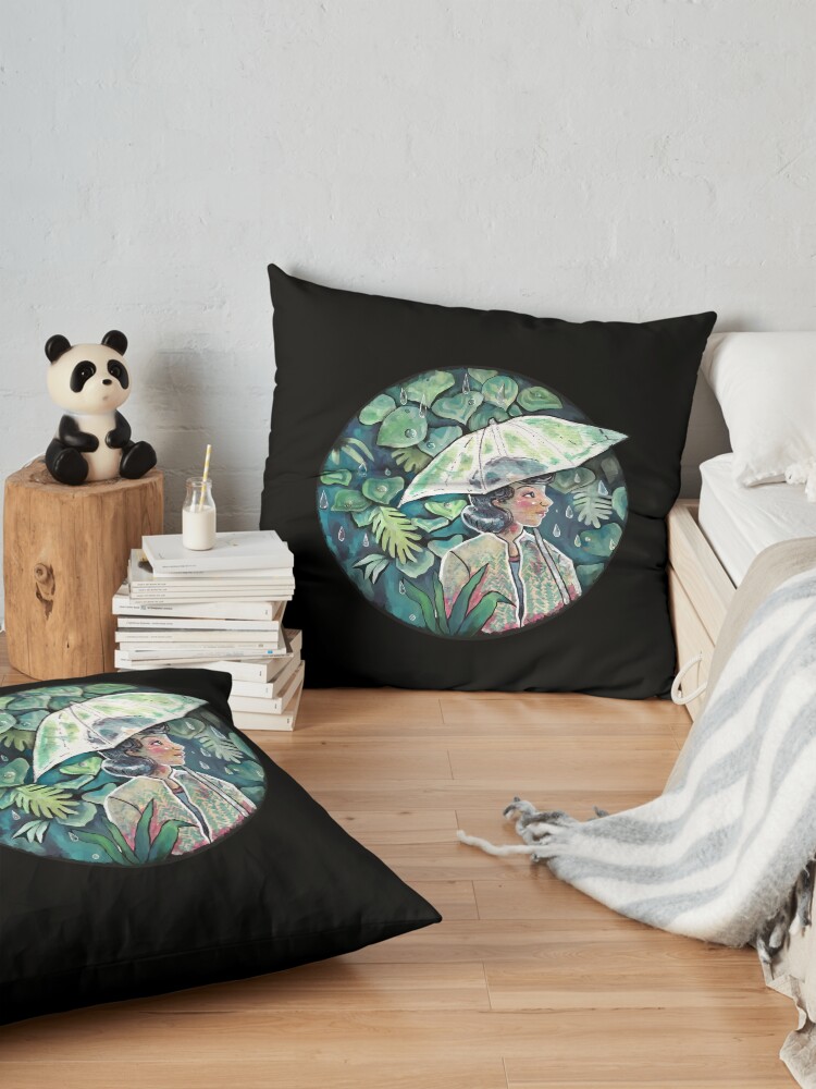 Alternate view of Umbrella girl Floor Pillow