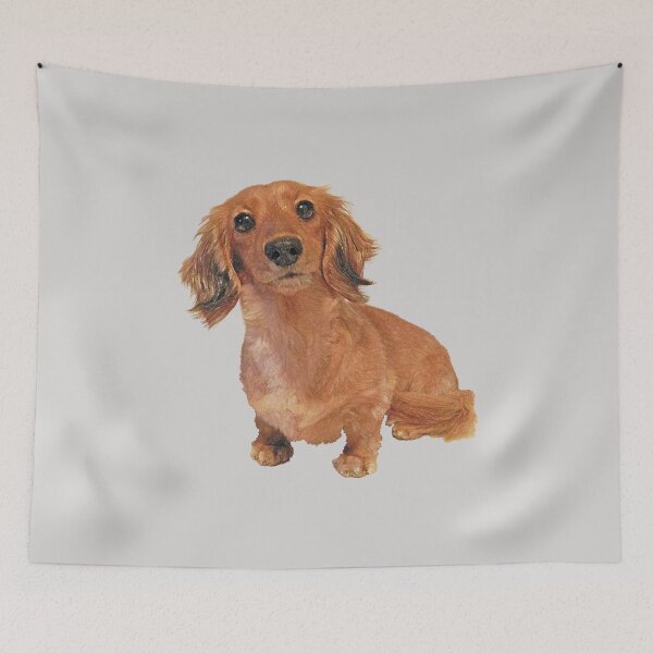 Item preview, Cute Long Haired Dachshund Painting designed and sold by SmartPooch.