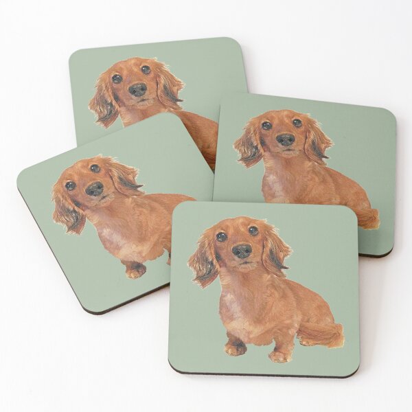 Item preview, Cute Long Haired Dachshund Painting designed and sold by SmartPooch.