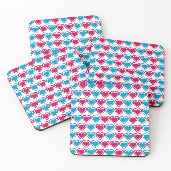 Item preview, Hearts raspberry pink and cornflower blue pattern designed and sold by aapshop.