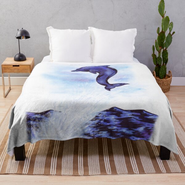 Item preview, watercolour, watercolor illustration dolphin leaping out of sea designed and sold by Jonah Augustin Gray.
