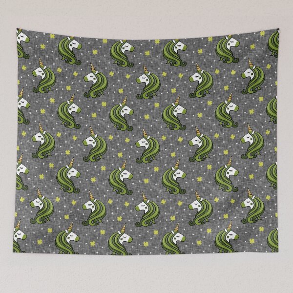 Item preview, Irish Unicorns - St Patrick's Day Four Leaf Clover Unicorn (grey) designed and sold by littlearrow.
