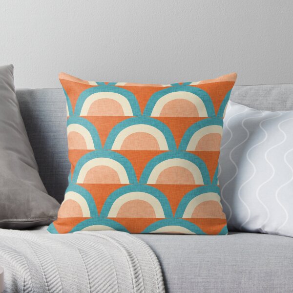 New Mid Mod Rainbow Magic Blue Orange #midcentury Throw Pillow
