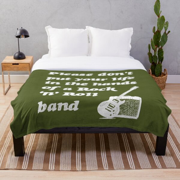 Item preview, Please don't put your life in the hands of a Rock ‘n’ Roll band | Oasis | Lyrics | White on Olive Green designed and sold by SJ Designs.
