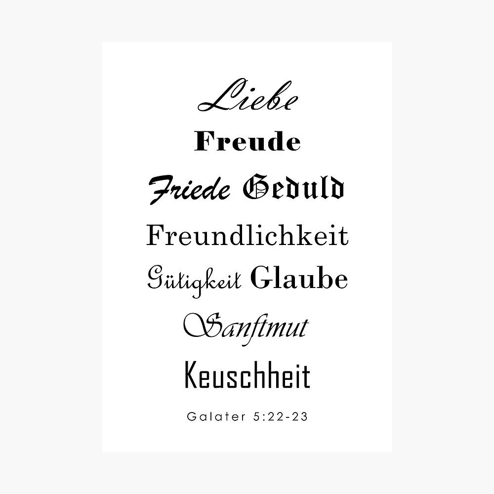 Galater 5:22-23, German Bible Verse. Art Print for Sale by Tiny Seed  Bazaar | Redbubble