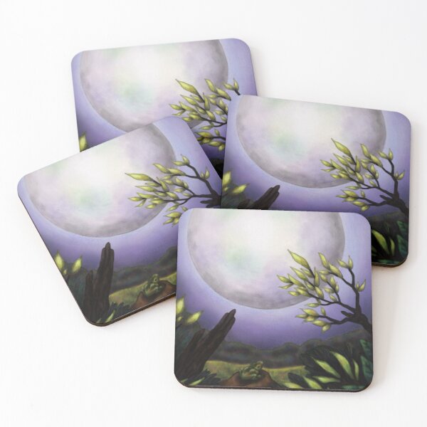 Item preview, painting illustration big full moon shining above landscape designed and sold by Jonah Augustin Gray.
