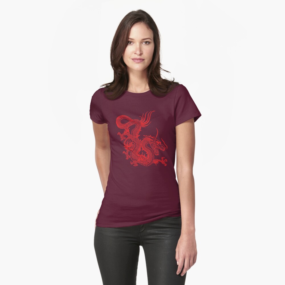 Download "Red Chinese Dragon / Purple Background" T-shirt by ...