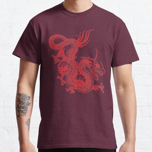 Red Chinese Dragon / Purple Background Classic T-Shirt