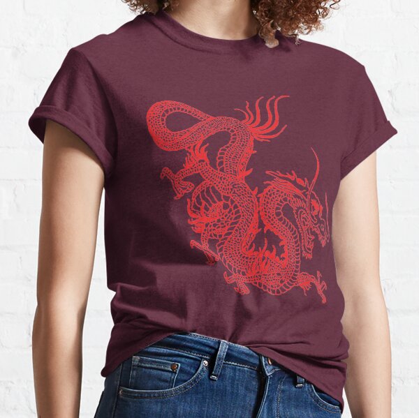 Red Chinese Dragon / Purple Background Classic T-Shirt