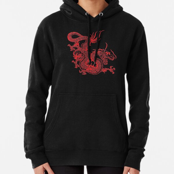 Red Chinese Dragon / Purple Background Pullover Hoodie