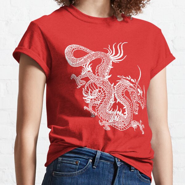 Aperçu de l'œuvre Dragon chinois blanc ~ fond rouge créée et vendue par EddieBalevo.