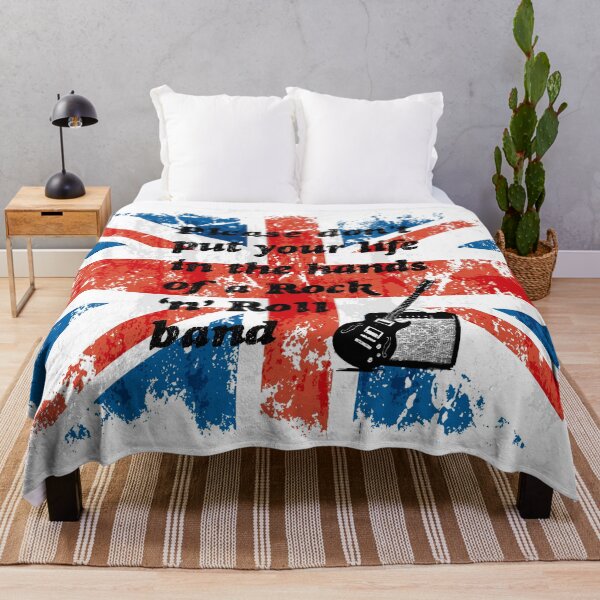 Aperçu de l'œuvre S'il vous plaît, ne mettez pas votre vie entre les mains d'un groupe de rock'n'roll | Oasis | Paroles | Union Jack créée et vendue par SJ Designs.