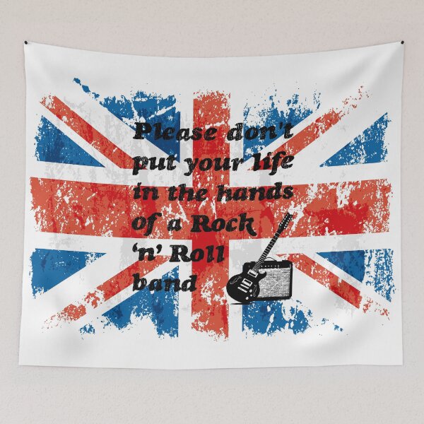 Item preview, Please don't put your life in the hands of a Rock ‘n’ Roll band | Oasis | Lyrics | Union Jack designed and sold by SJ Designs.