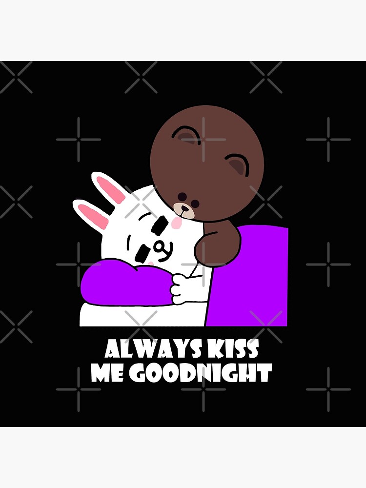 Cute brown bear cony bunny rabbit goodnight kiss by tommytbird