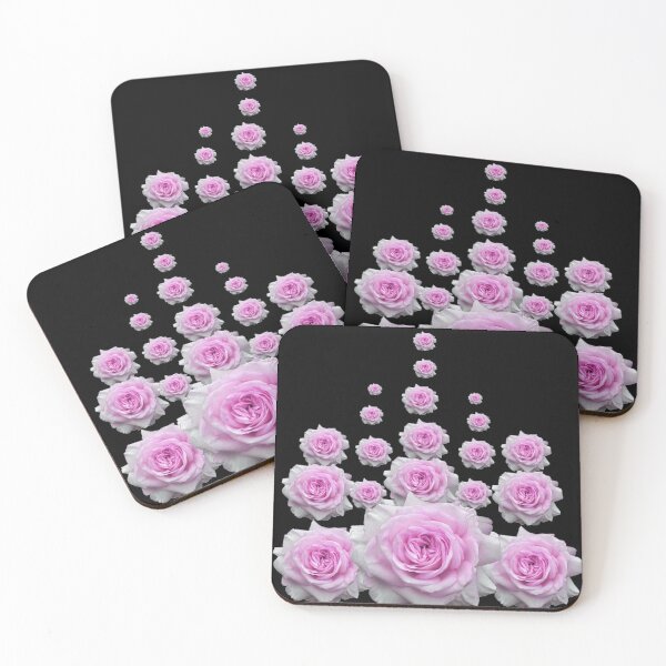 Item preview,   STACKED PINK ROSES GARDEN ON BLACK ART designed and sold by sharlesart.