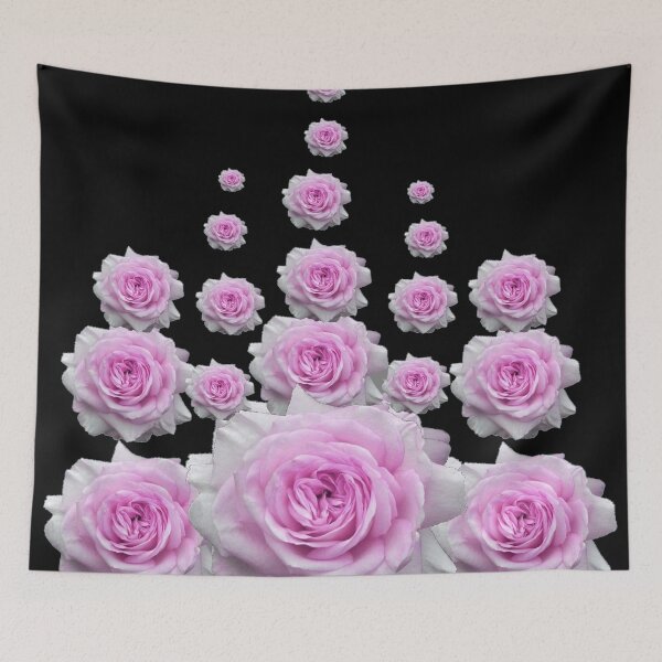 Item preview,   STACKED PINK ROSES GARDEN ON BLACK ART designed and sold by sharlesart.