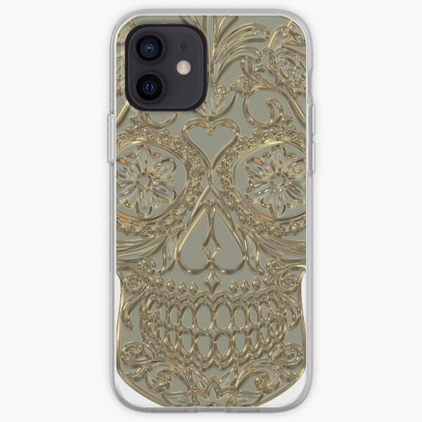 Tete de mort dorée Coque souple iPhone